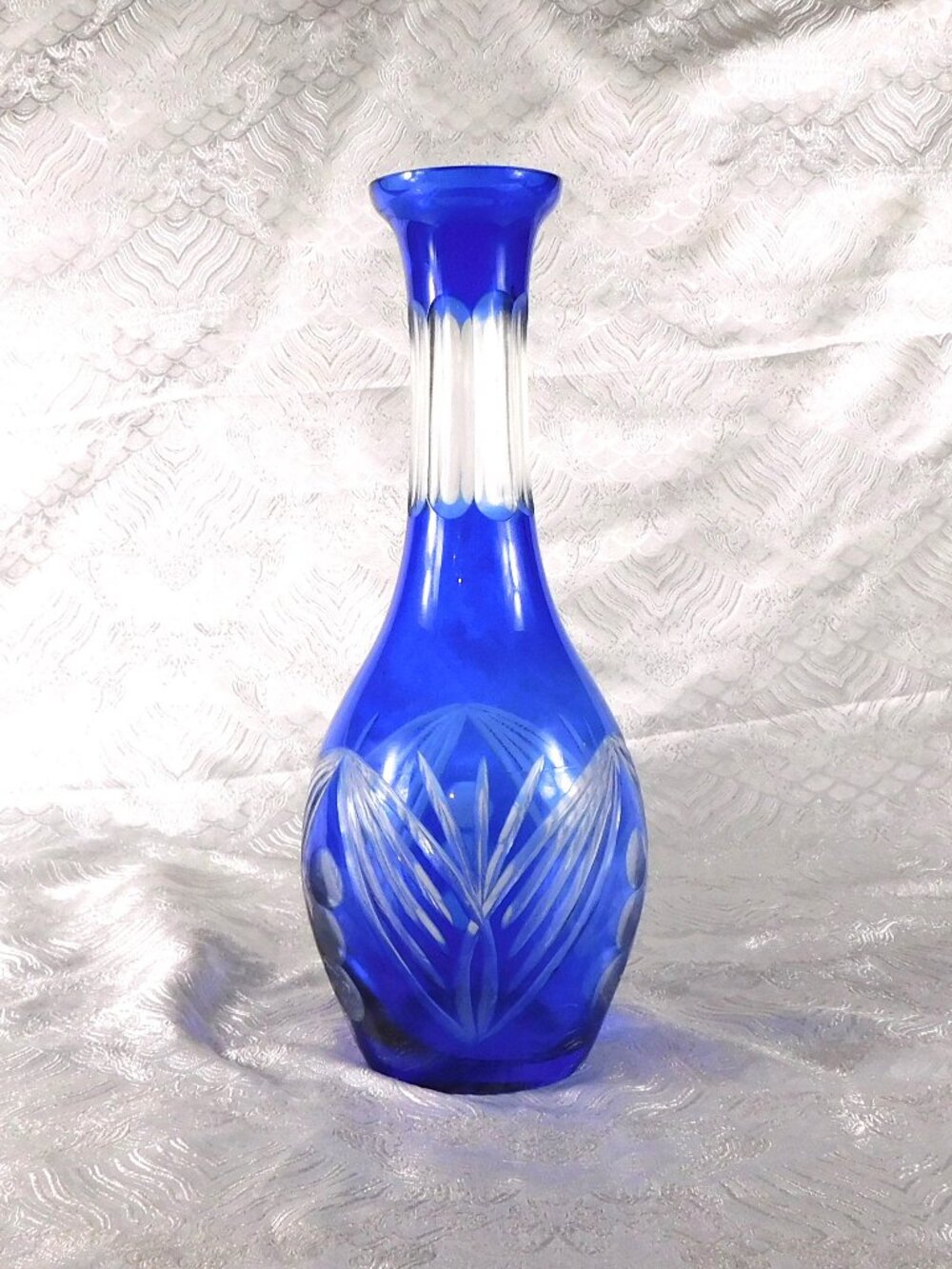 Blue Cut to Clear Glass Bottle or Decanter # 20453